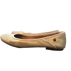 UGG Gold Leather and Genuine Sheep Skin Flats